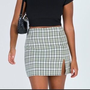 Princess Polly Green Plaid Mini Skirt